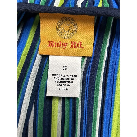 Ruby Rd. Paizley Park Pleated 3/4 Sleeve Peasant Blouse Top Size Small Tie Neck - Picture 6 of 8